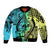 Personalised Malampa Fiji Day Sleeve Zip Bomber Jacket Vanuatu Sand Drawing With Polynesian Pattern - Wonder Print Shop