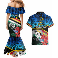 Torba Vanuatu Couples Matching Mermaid Dress and Hawaiian Shirt Sand Drawing With Polynesian Pattern LT9 - Wonder Print Shop