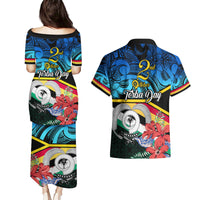 Torba Vanuatu Couples Matching Puletasi Dress and Hawaiian Shirt Sand Drawing With Polynesian Pattern LT9 - Wonder Print Shop