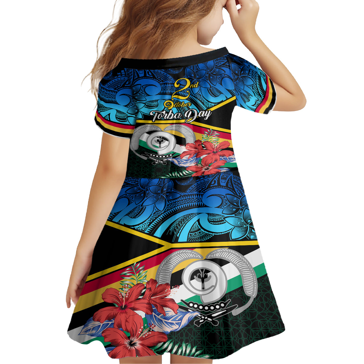 Torba Vanuatu Family Matching Off Shoulder Long Sleeve Dress and Hawaiian Shirt Sand Drawing With Polynesian Pattern - Wonder Print Shop