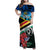 Torba Vanuatu Family Matching Off Shoulder Maxi Dress and Hawaiian Shirt Sand Drawing With Polynesian Pattern LT9 - Wonder Print Shop