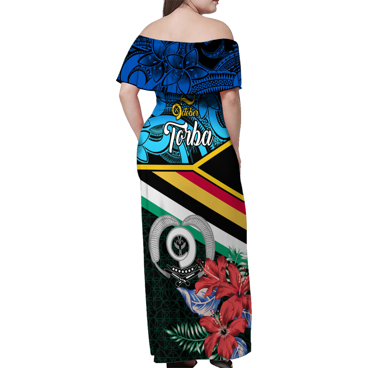 Torba Vanuatu Family Matching Off Shoulder Maxi Dress and Hawaiian Shirt Sand Drawing With Polynesian Pattern LT9 - Wonder Print Shop