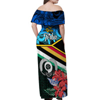 Torba Vanuatu Off Shoulder Maxi Dress Sand Drawing With Polynesian Pattern - Wonder Print Shop