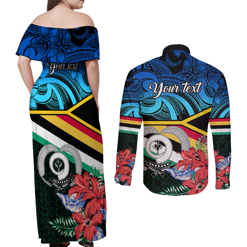 Personalised Torba Vanuatu Couples Matching Off Shoulder Maxi Dress and Long Sleeve Button Shirts Sand Drawing With Polynesian Pattern LT9 - Wonder Print Shop