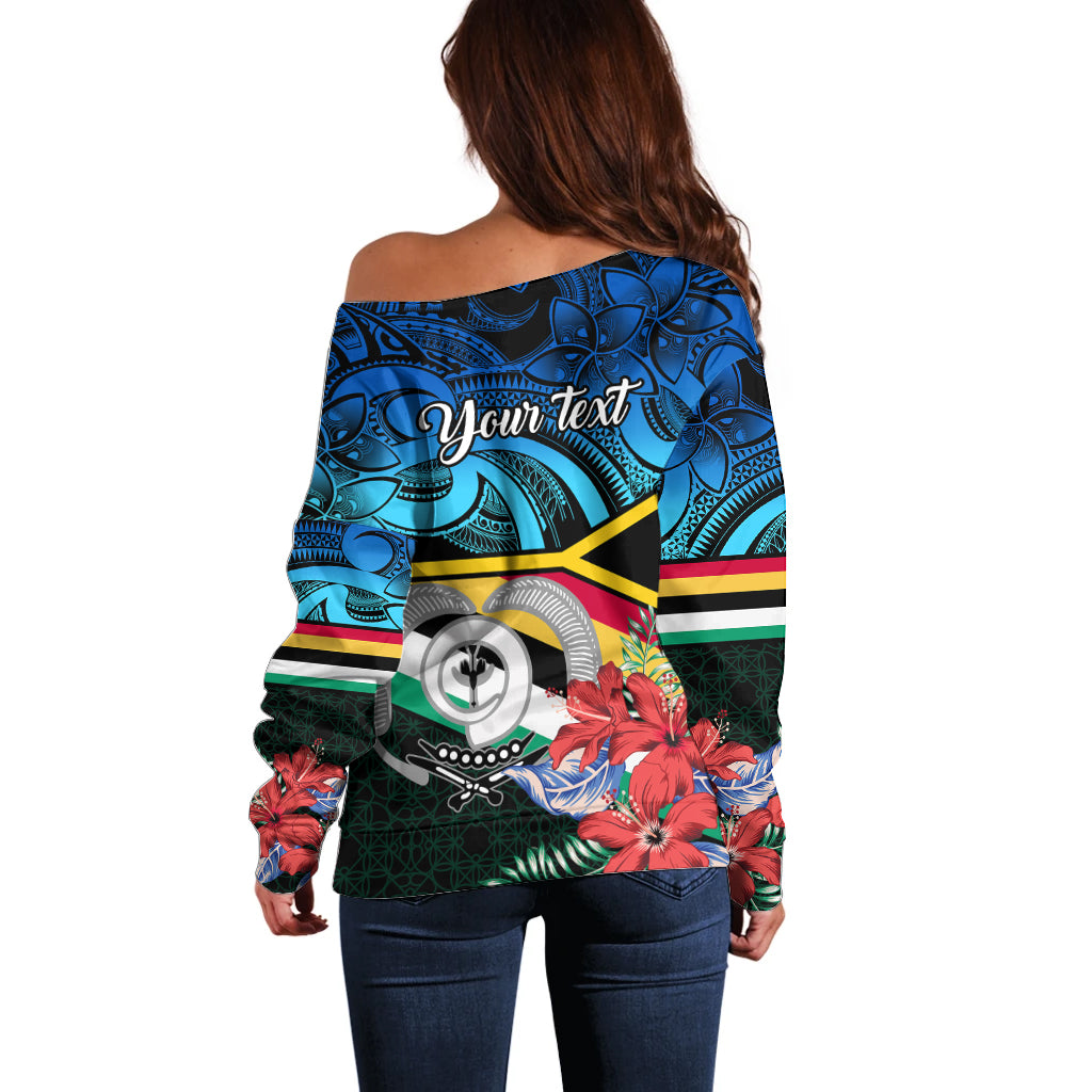 Personalised Torba Vanuatu Off Shoulder Sweater Sand Drawing With Polynesian Pattern - Wonder Print Shop