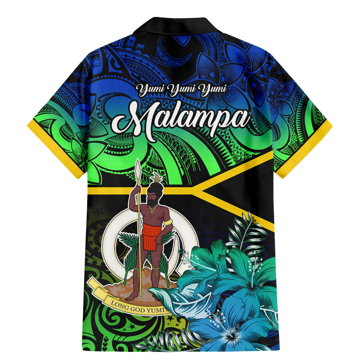 Malampa Day Family Matching Mermaid Dress and Hawaiian Shirt Vanuatu Flowers with Malampa Emblem Tribal Pattern LT9 - Wonder Print Shop