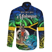 Malampa Day Family Matching Off Shoulder Long Sleeve Dress and Hawaiian Shirt Vanuatu Flowers with Malampa Emblem Tribal Pattern - Wonder Print Shop