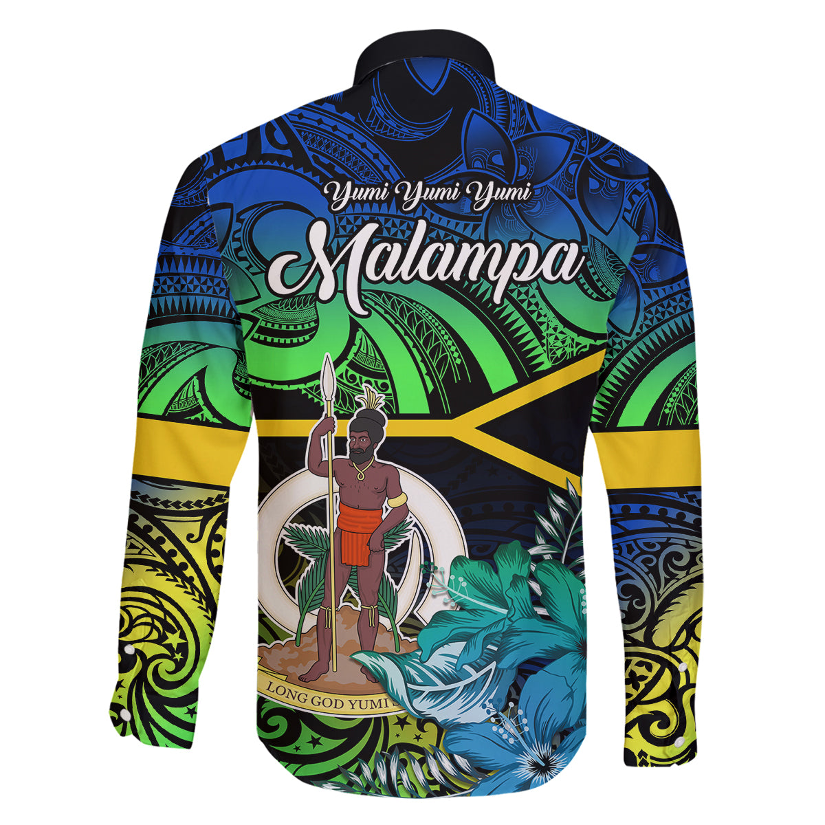 Malampa Day Family Matching Puletasi Dress and Hawaiian Shirt Vanuatu Flowers with Malampa Emblem Tribal Pattern - Wonder Print Shop
