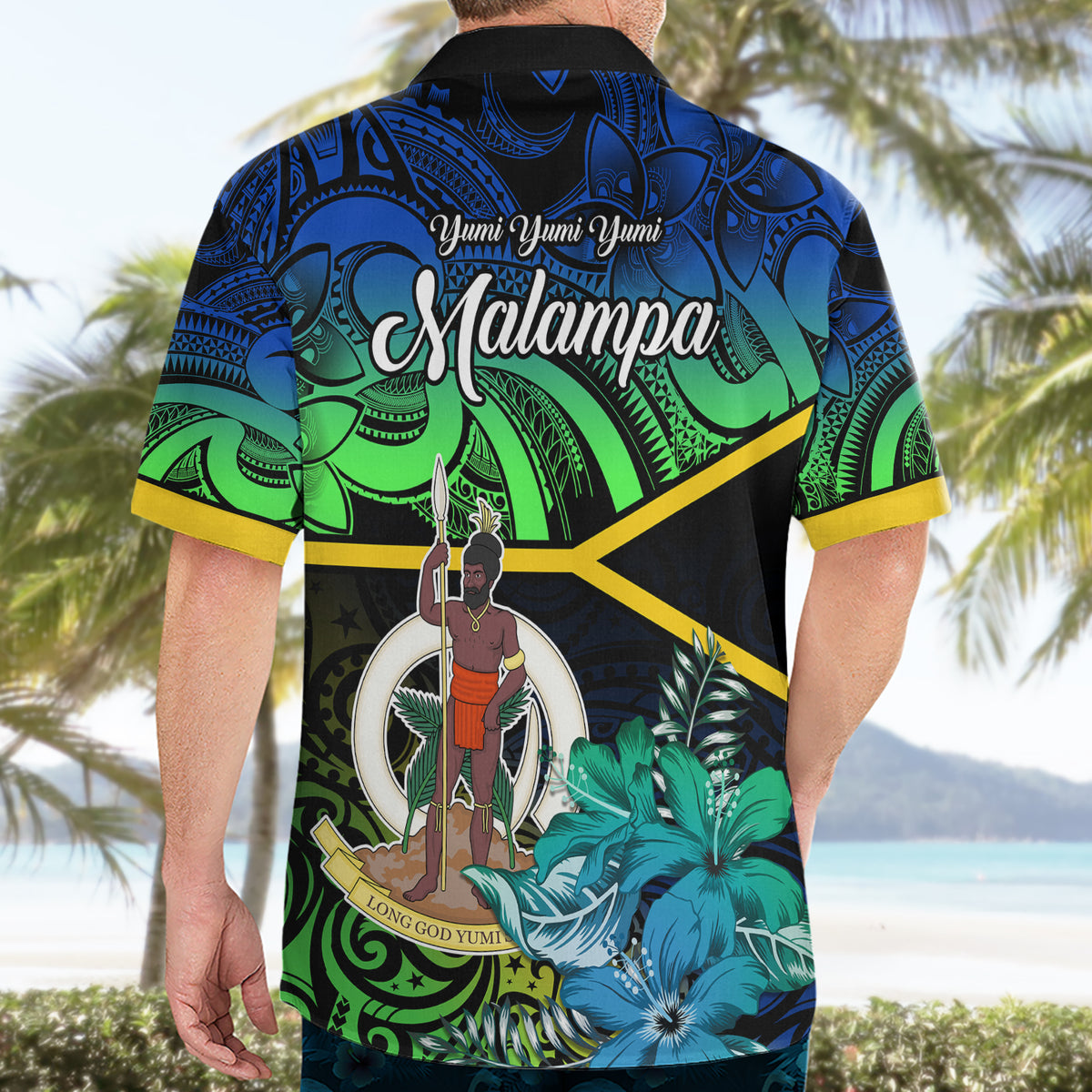 Malampa Day Hawaiian Shirt Vanuatu Flowers with Malampa Emblem Tribal Pattern - Wonder Print Shop