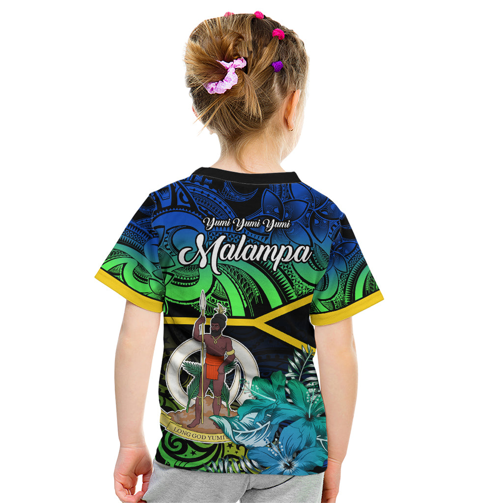 Malampa Day Kid T Shirt Vanuatu Flowers with Malampa Emblem Tribal Pattern - Wonder Print Shop