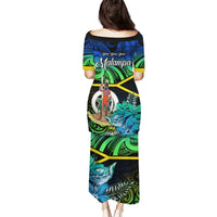 Malampa Day Puletasi Vanuatu Flowers with Malampa Emblem Tribal Pattern - Wonder Print Shop