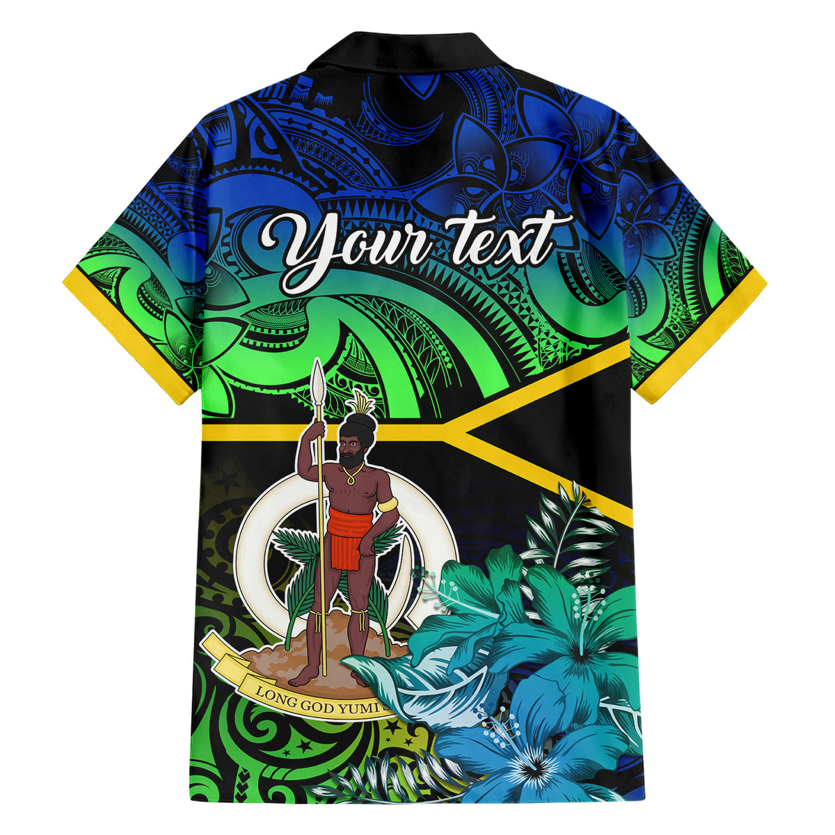 Personalised Malampa Day Family Matching Short Sleeve Bodycon Dress and Hawaiian Shirt Vanuatu Flowers with Malampa Emblem Tribal Pattern - Wonder Print Shop