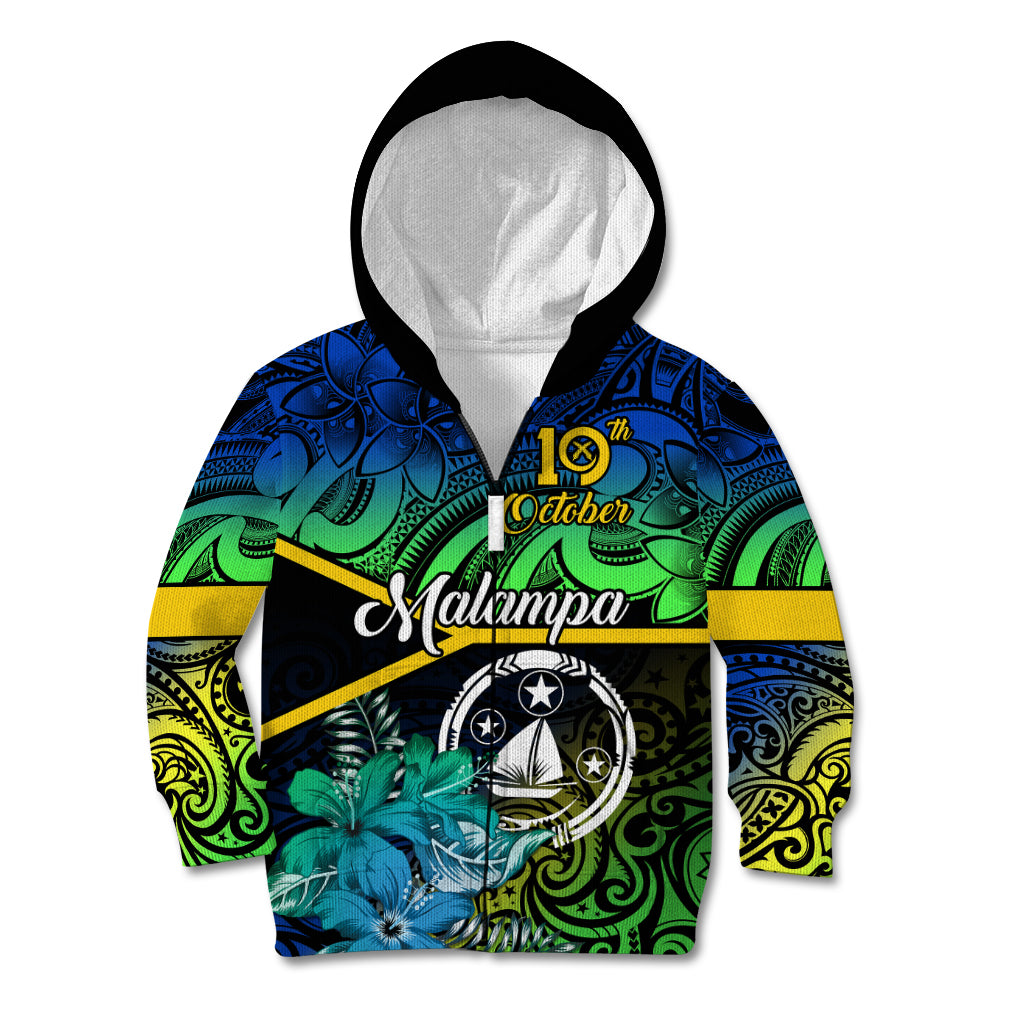 Personalised Malampa Day Kid Hoodie Vanuatu Flowers with Malampa Emblem Tribal Pattern - Wonder Print Shop