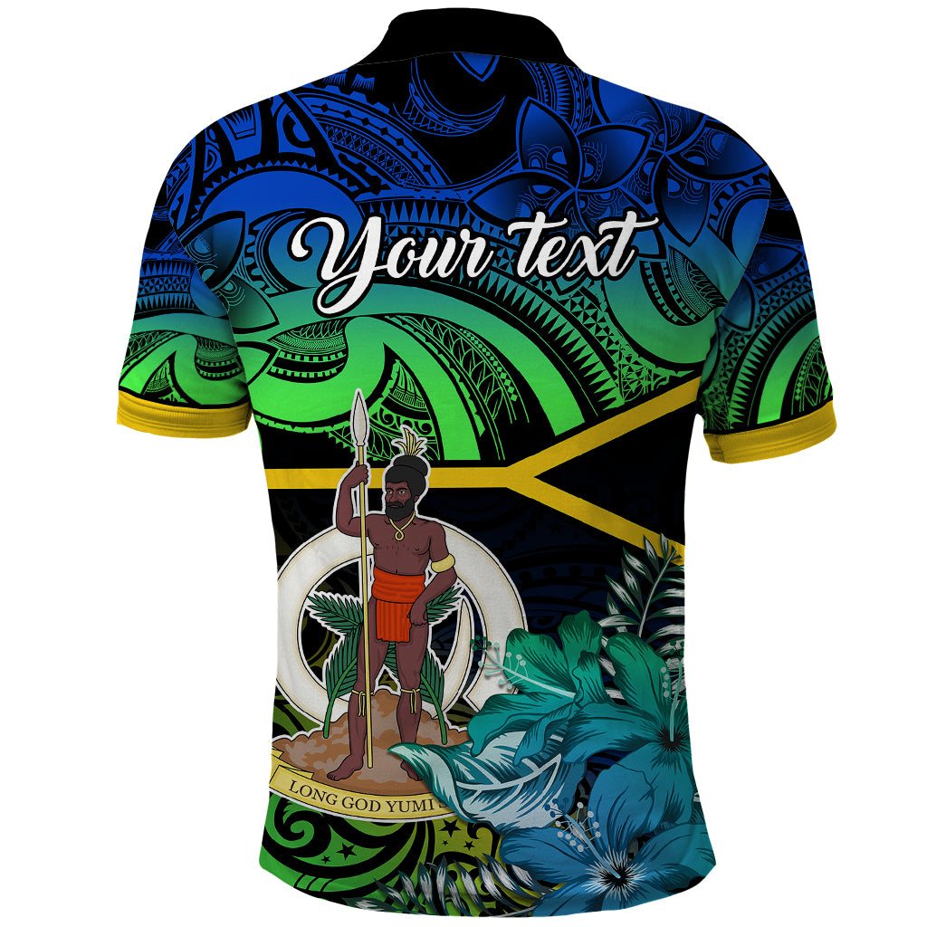 Personalised Malampa Day Polo Shirt Vanuatu Flowers with Malampa Emblem Tribal Pattern - Wonder Print Shop