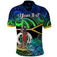 Personalised Malampa Day Polo Shirt Vanuatu Flowers with Malampa Emblem Tribal Pattern - Wonder Print Shop