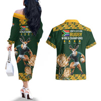 South Africa Rugby History World Champions Couples Matching Off The Shoulder Long Sleeve Dress and Hawaiian Shirt Springboks Make History LT9 - Wonder Print Shop