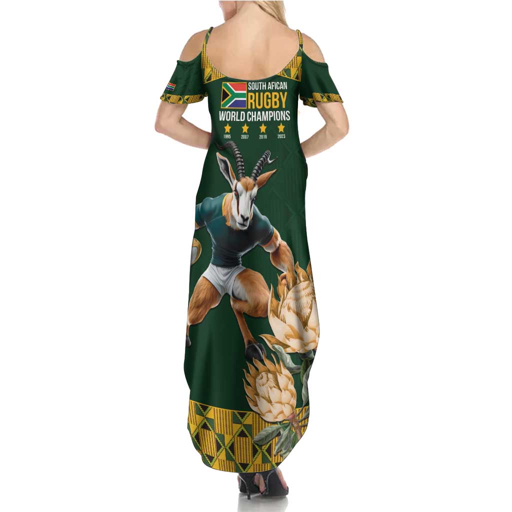 South Africa Rugby History World Champions Family Matching Summer Maxi Dress and Hawaiian Shirt Springboks Make History - Wonder Print Shop
