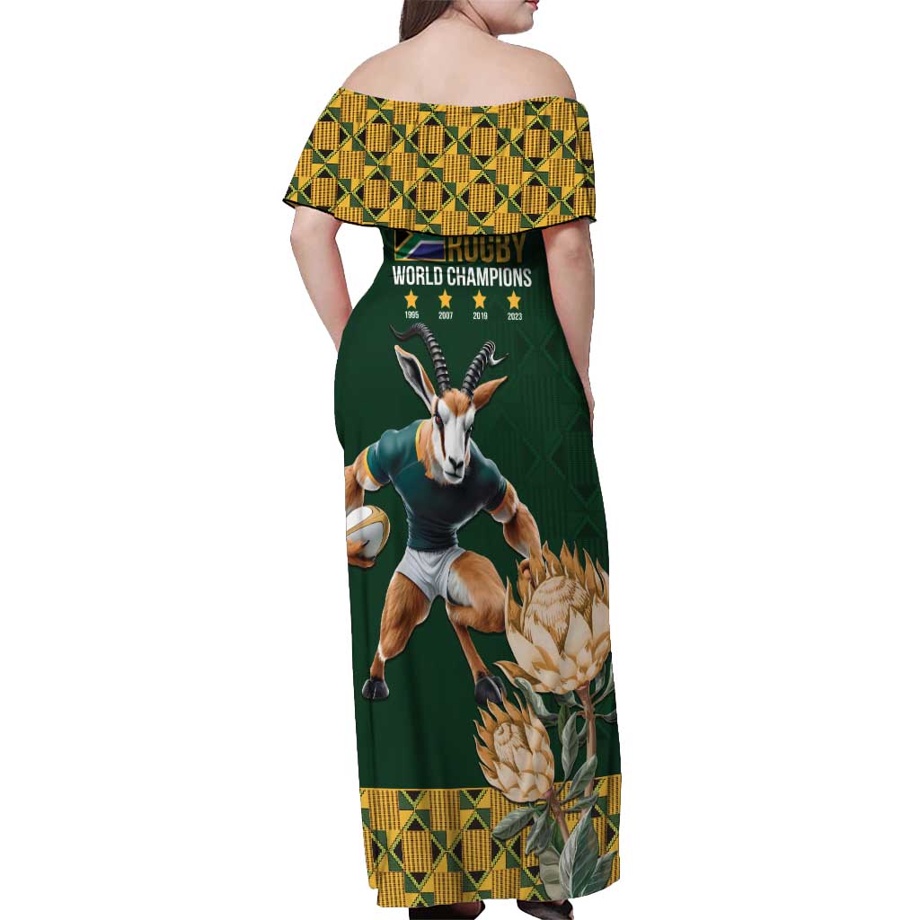 South Africa Rugby History World Champions Off Shoulder Maxi Dress Springboks Make History - Wonder Print Shop