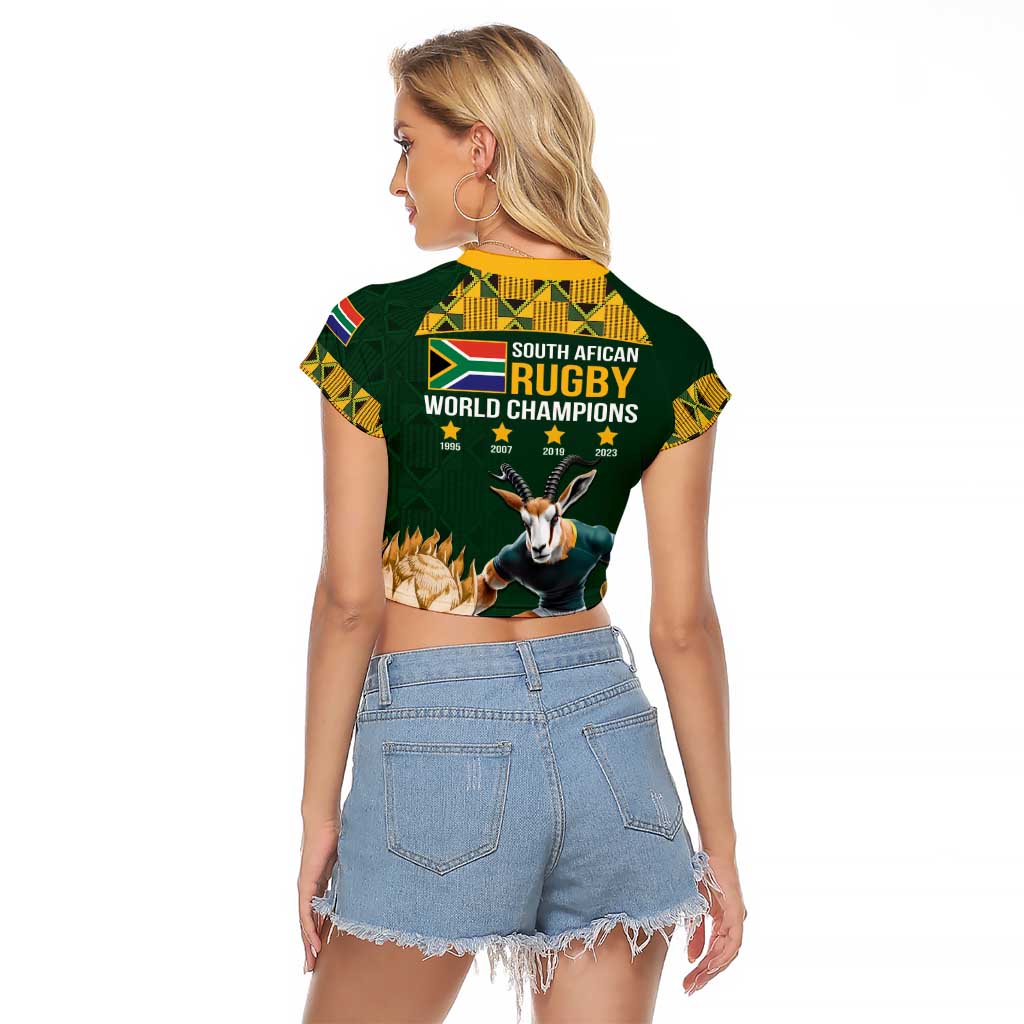 South Africa Rugby History World Champions Raglan Cropped T Shirt Springboks Make History - Wonder Print Shop