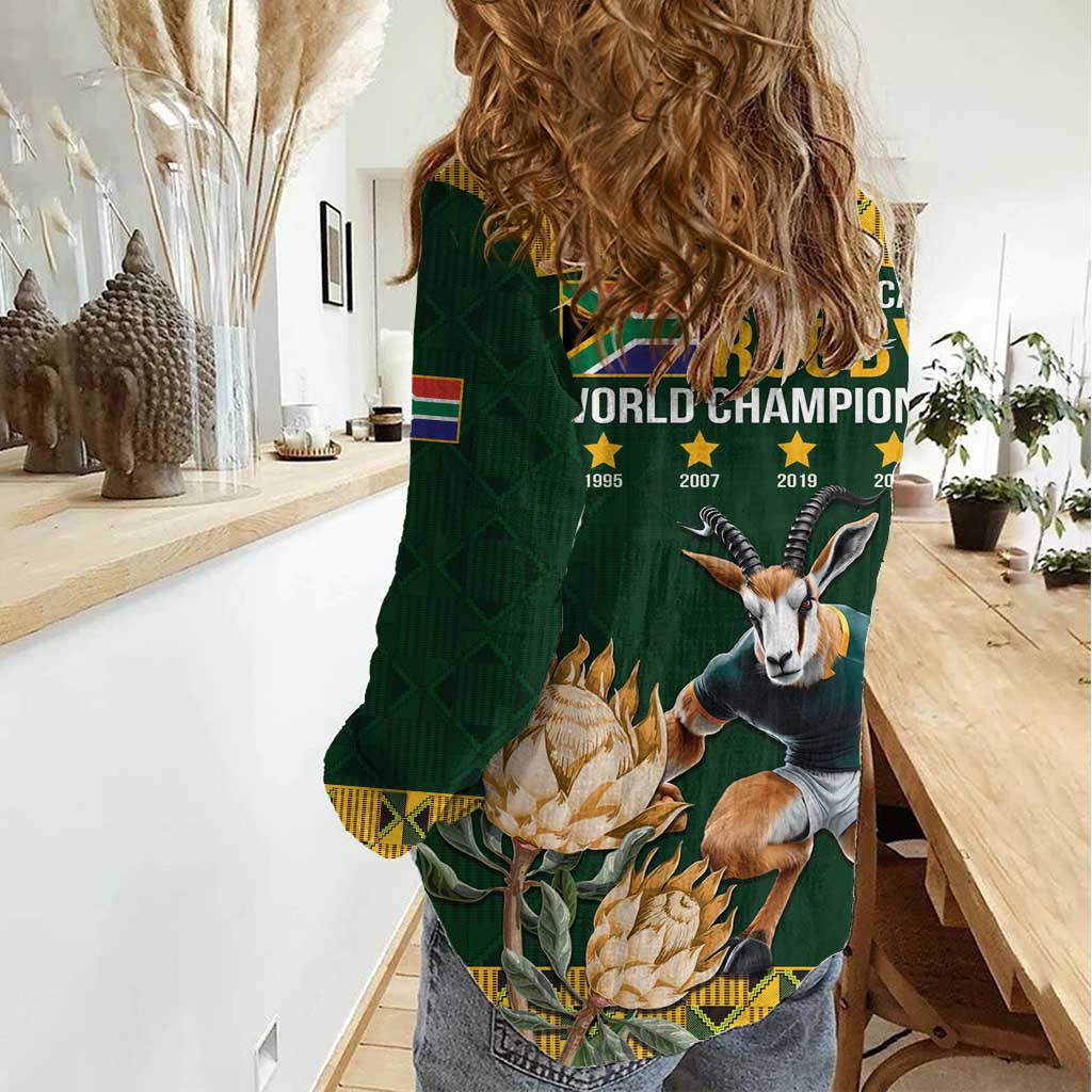 South Africa Rugby History World Champions Women Casual Shirt Springboks Make History - Wonder Print Shop
