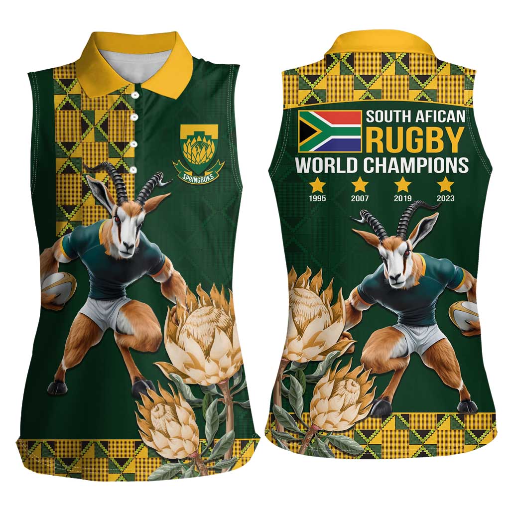 South Africa Rugby History World Champions Women Sleeveless Polo Shirt Springboks Make History - Wonder Print Shop