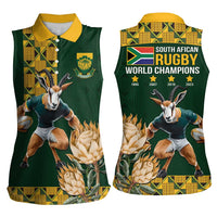 South Africa Rugby History World Champions Women Sleeveless Polo Shirt Springboks Make History - Wonder Print Shop