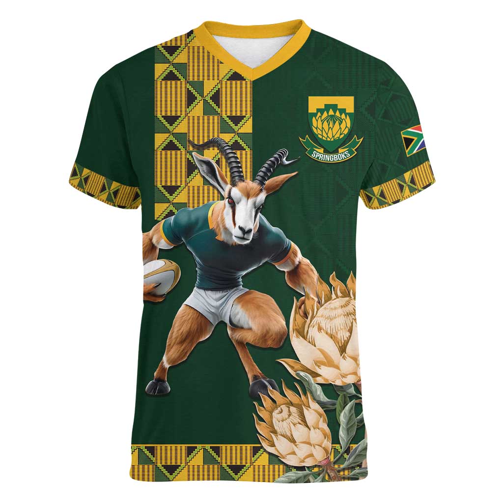 South Africa Rugby History World Champions Women V-Neck T-Shirt Springboks Make History - Wonder Print Shop