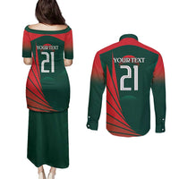 Bangladesh Cricket Custom Couples Matching Puletasi and Long Sleeve Button Shirt The Tigers Mascot with Sporty Style LT9 - Wonder Print Shop