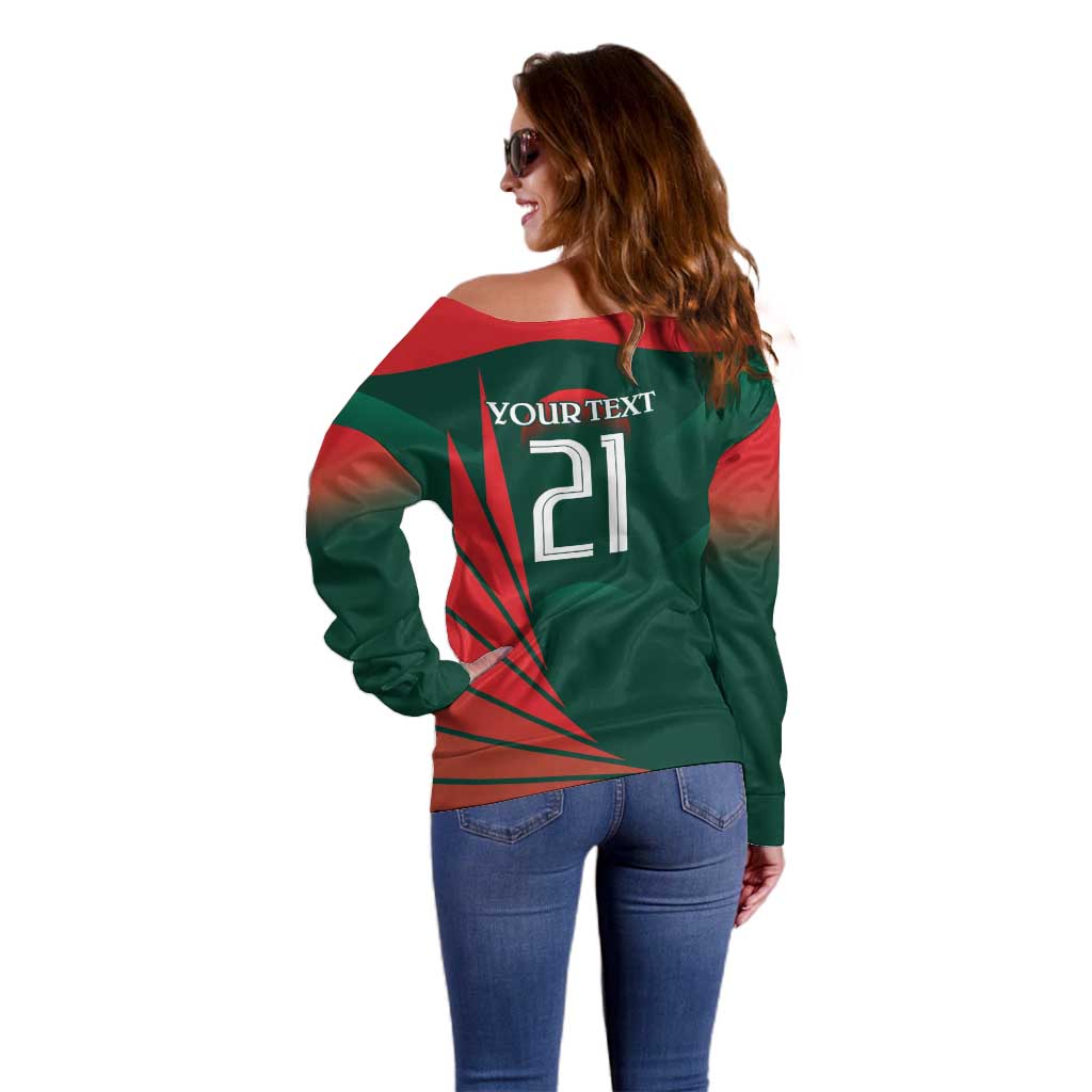 Bangladesh Cricket Custom Off Shoulder Sweater The Tigers Mascot with Sporty Style - Wonder Print Shop