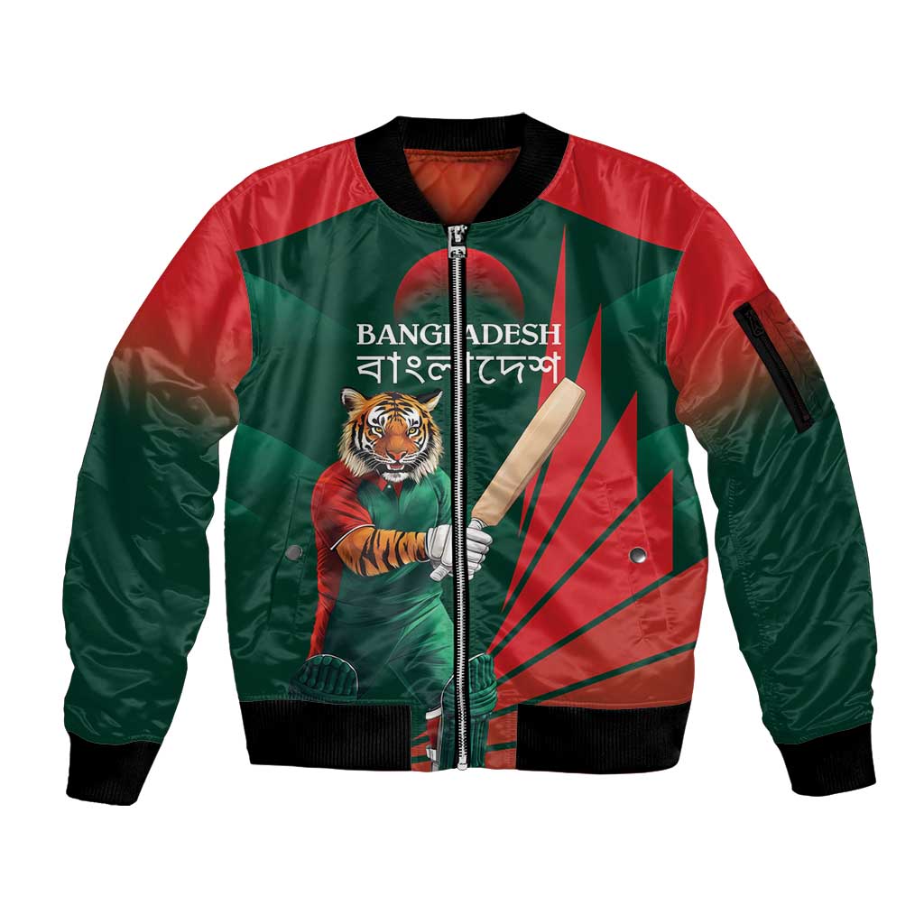Bangladesh Cricket Custom Sleeve Zip Bomber Jacket The Tigers Mascot with Sporty Style - Wonder Print Shop