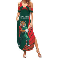 Bangladesh Cricket Custom Summer Maxi Dress The Tigers Mascot with Sporty Style - Wonder Print Shop
