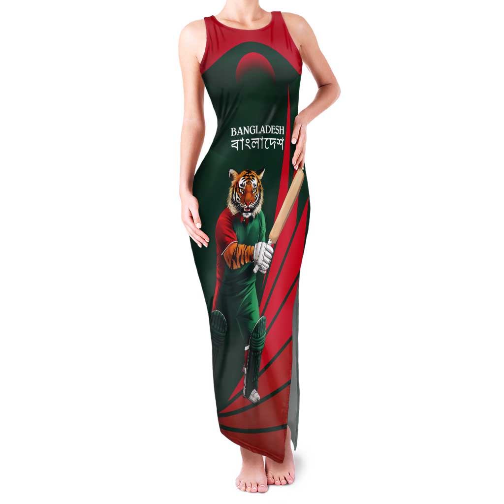 Bangladesh Cricket Custom Tank Maxi Dress The Tigers Mascot with Sporty Style - Wonder Print Shop