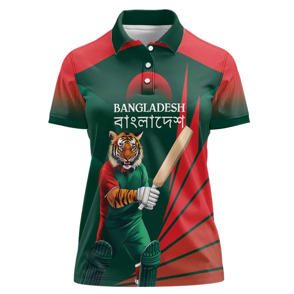 Bangladesh Cricket Custom Women Polo Shirt The Tigers Mascot with Sporty Style - Wonder Print Shop
