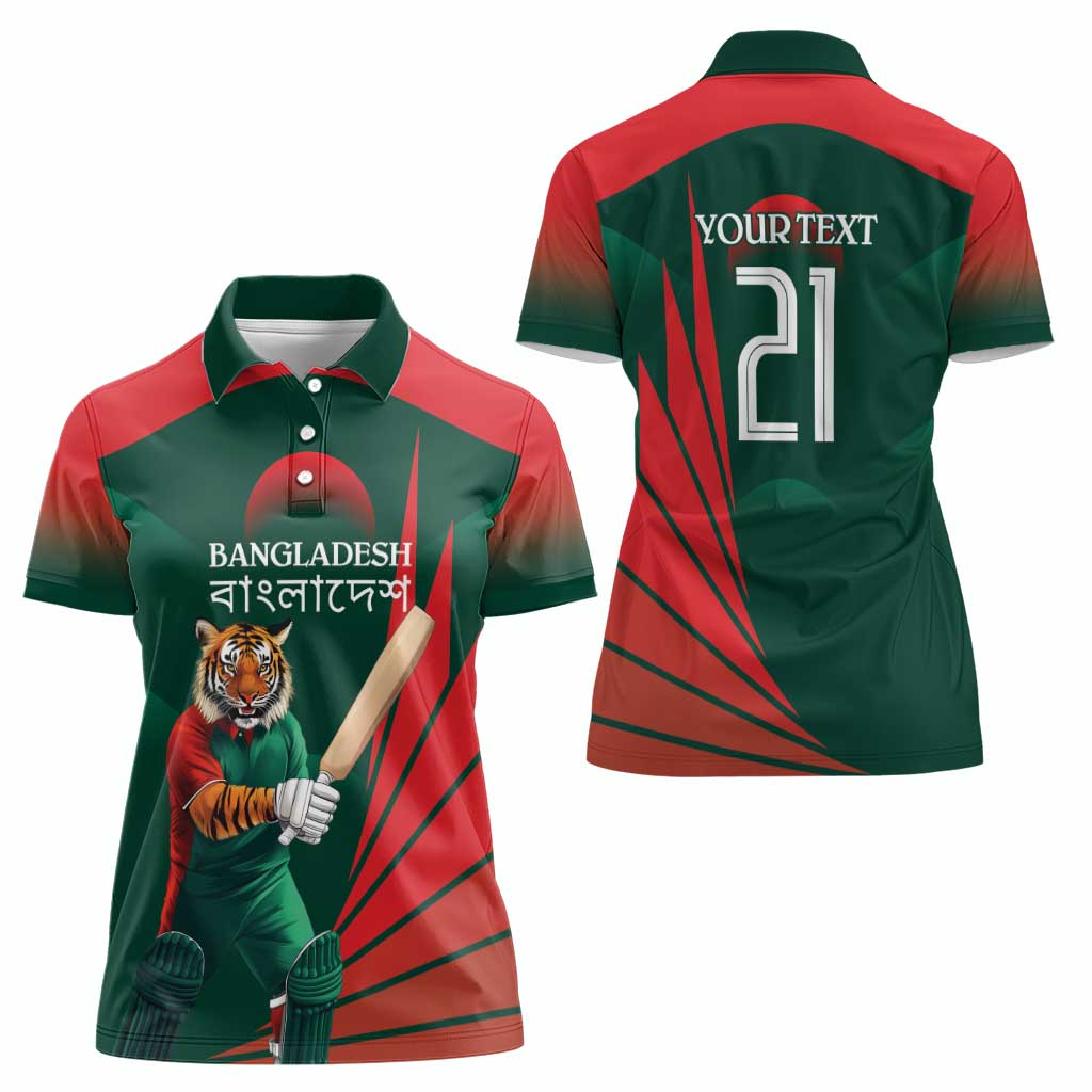 Bangladesh Cricket Custom Women Polo Shirt The Tigers Mascot with Sporty Style - Wonder Print Shop