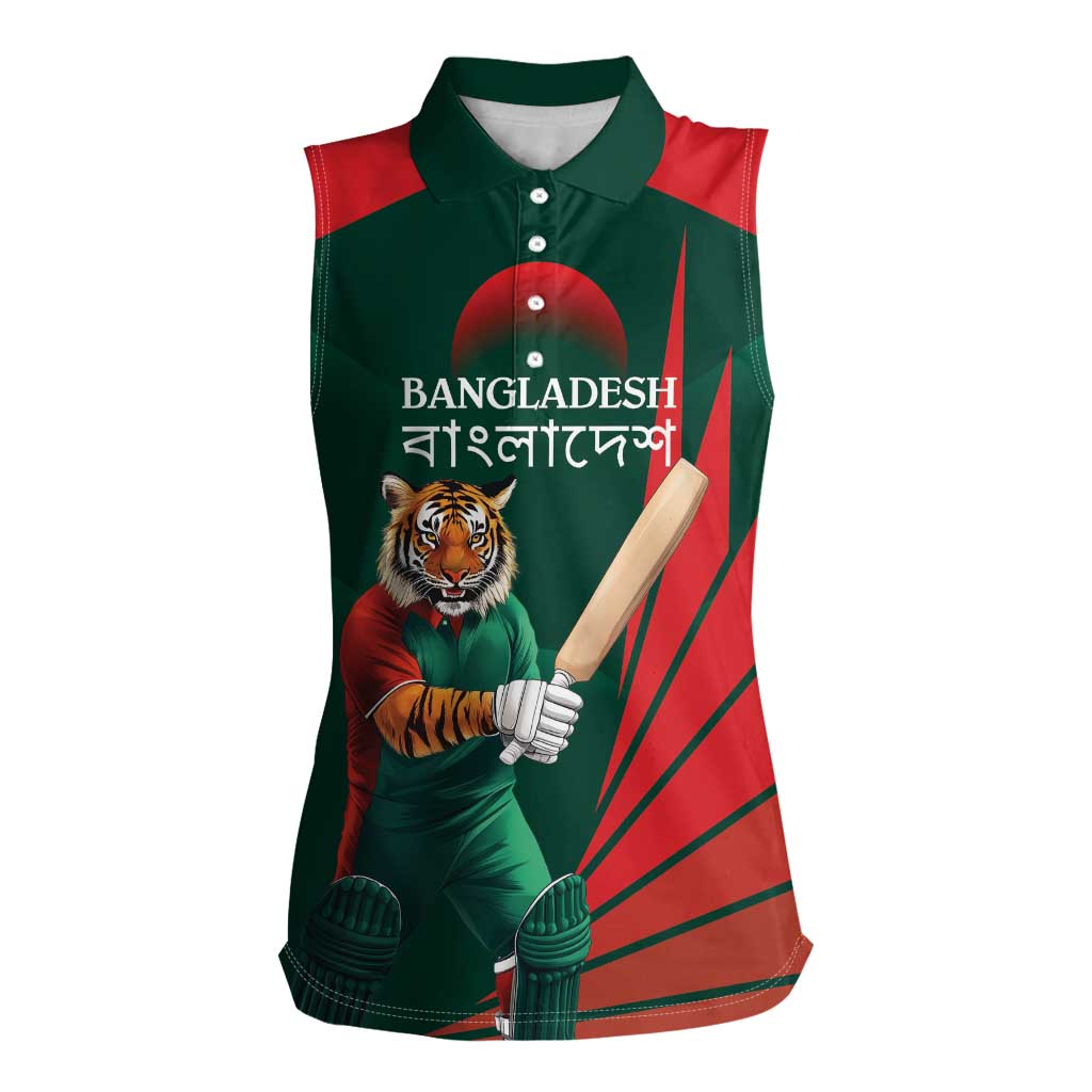 Bangladesh Cricket Custom Women Sleeveless Polo Shirt The Tigers Mascot with Sporty Style - Wonder Print Shop