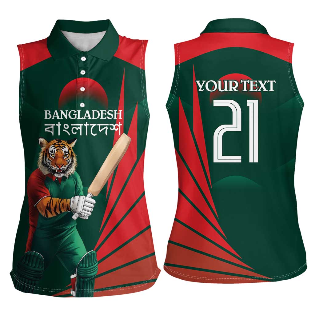 Bangladesh Cricket Custom Women Sleeveless Polo Shirt The Tigers Mascot with Sporty Style - Wonder Print Shop