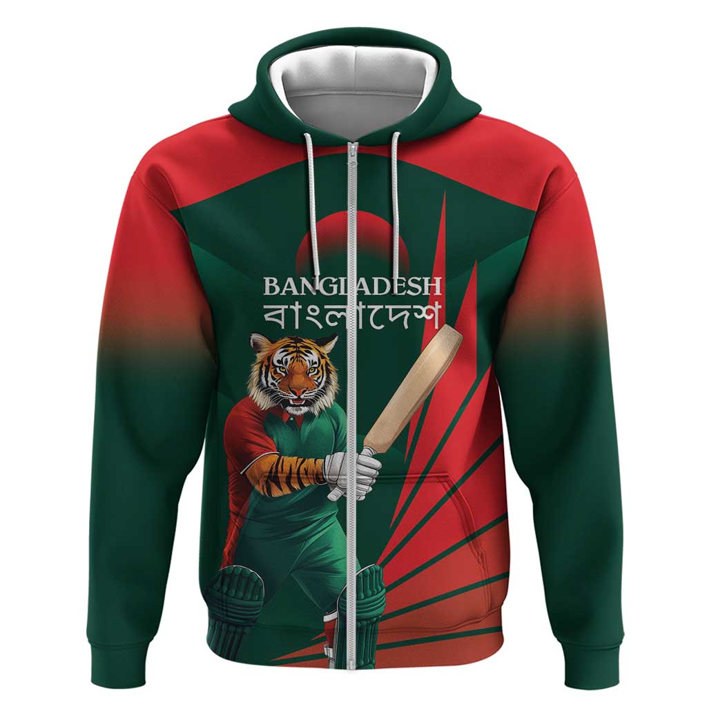 Bangladesh Cricket Custom Zip Hoodie The Tigers Mascot with Sporty Style - Wonder Print Shop