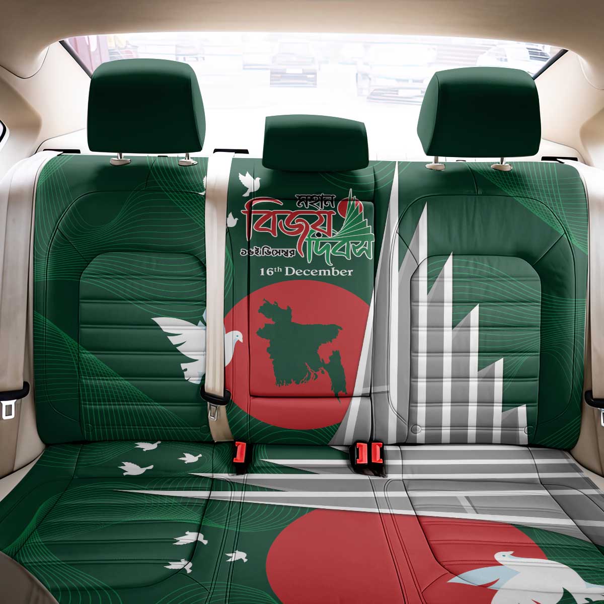 Bangladesh 16 December Victory Day Back Car Seat Cover Jatiyo Sriti Shoudho with Sun LT9 - Wonder Print Shop