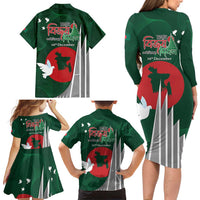 Bangladesh 16 December Victory Day Family Matching Long Sleeve Bodycon Dress and Hawaiian Shirt Jatiyo Sriti Shoudho with Sun LT9 - Wonder Print Shop
