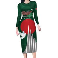 Bangladesh 16 December Victory Day Family Matching Long Sleeve Bodycon Dress and Hawaiian Shirt Jatiyo Sriti Shoudho with Sun LT9 - Wonder Print Shop