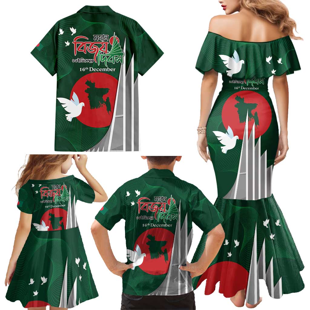 Bangladesh 16 December Victory Day Family Matching Mermaid Dress and Hawaiian Shirt Jatiyo Sriti Shoudho with Sun LT9 - Wonder Print Shop