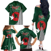 Bangladesh 16 December Victory Day Family Matching Off The Shoulder Long Sleeve Dress and Hawaiian Shirt Jatiyo Sriti Shoudho with Sun - Wonder Print Shop