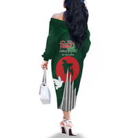 Bangladesh 16 December Victory Day Family Matching Off The Shoulder Long Sleeve Dress and Hawaiian Shirt Jatiyo Sriti Shoudho with Sun - Wonder Print Shop