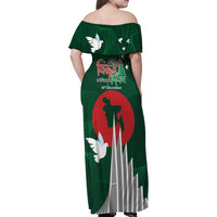 Bangladesh 16 December Victory Day Family Matching Off Shoulder Maxi Dress and Hawaiian Shirt Jatiyo Sriti Shoudho with Sun LT9 - Wonder Print Shop