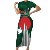 Bangladesh 16 December Victory Day Short Sleeve Bodycon Dress Jatiyo Sriti Shoudho with Sun - Wonder Print Shop
