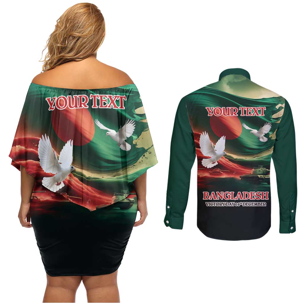 Bangladesh Victory Day Personalized Couples Matching Off Shoulder Short Dress and Long Sleeve Button Shirt Since 1971 with Flag Art LT9 - Wonder Print Shop