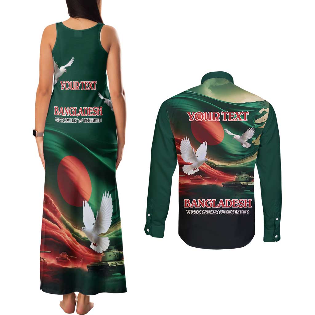 Bangladesh Victory Day Personalized Couples Matching Tank Maxi Dress and Long Sleeve Button Shirt Since 1971 with Flag Art LT9 - Wonder Print Shop