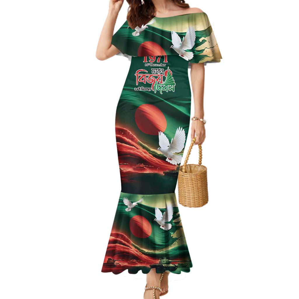 Bangladesh Victory Day Personalized Family Matching Mermaid Dress and Hawaiian Shirt Since 1971 with Flag Art LT9 - Wonder Print Shop