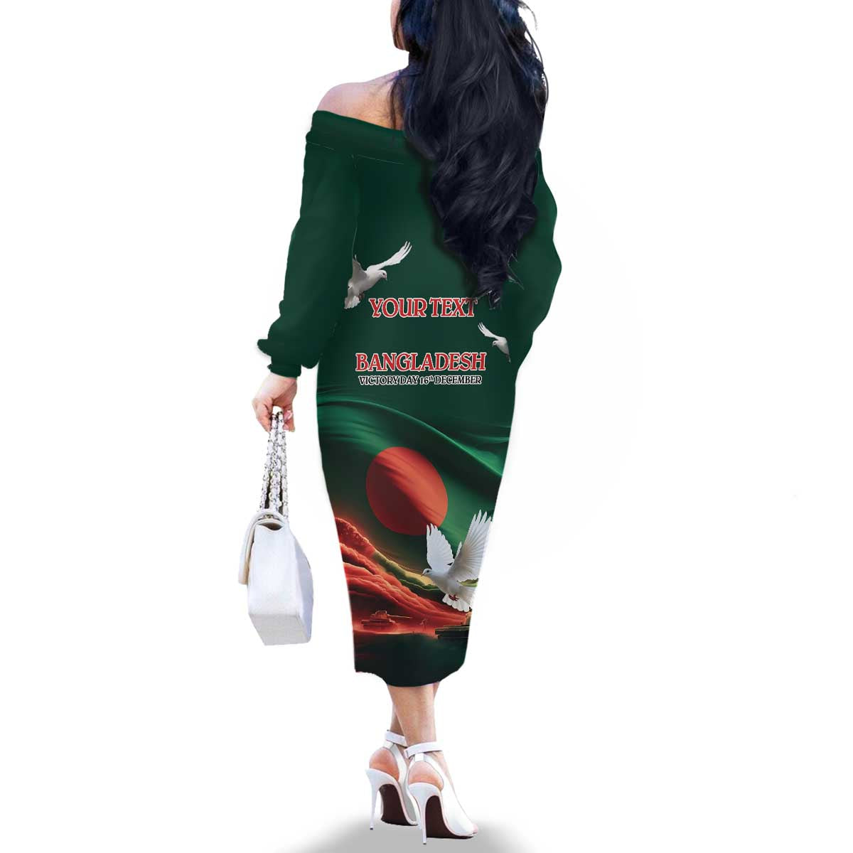 Bangladesh Victory Day Personalized Family Matching Off The Shoulder Long Sleeve Dress and Hawaiian Shirt Since 1971 with Flag Art - Wonder Print Shop
