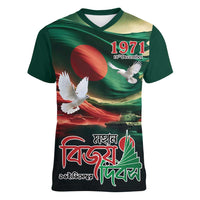 Bangladesh Victory Day Personalized Women V-Neck T-Shirt Since 1971 with Flag Art - Wonder Print Shop